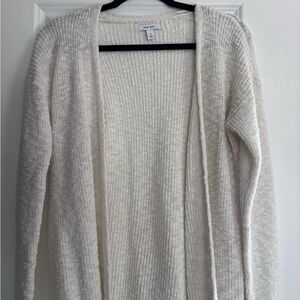 Nine West Cream Open-Front Cozy Knit Cardigan